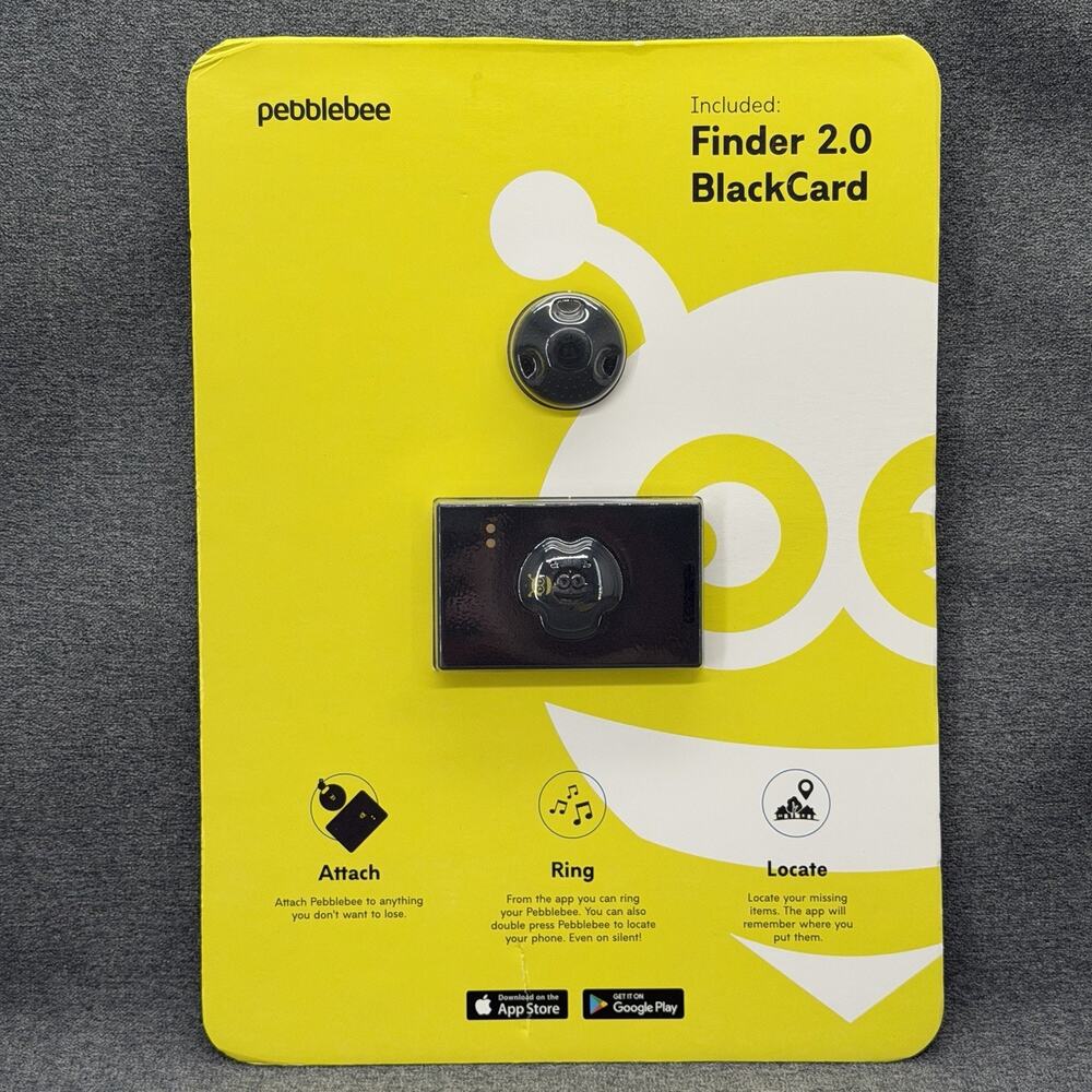 Pebblebee Finder 2.0 BlackCard Bluetooth Locate Items Up 500Ft Range NEW